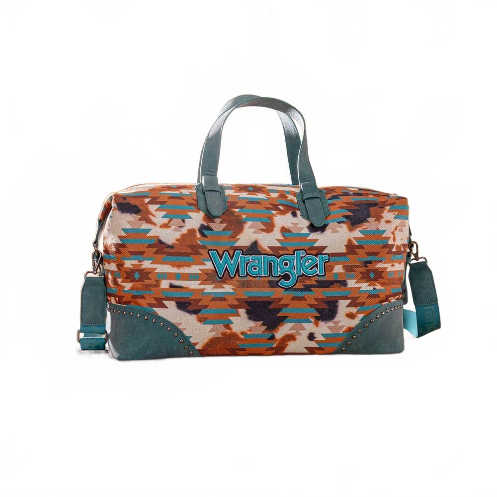 NEW WRANGLER aztec print duffle crossbody bag in turquoise